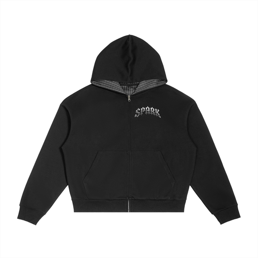 Spark Supplies Plaid Boxy Zip Up